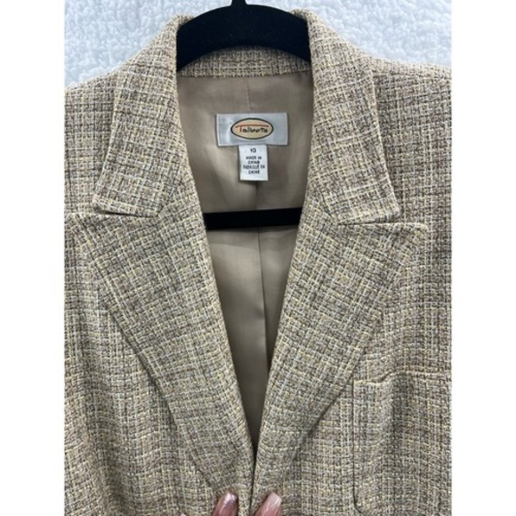 Talbots Womens Tweed Suit Jacket Blazer Gray Beige Pocket Long Sleeve Button 10 - Picture 4 of 9